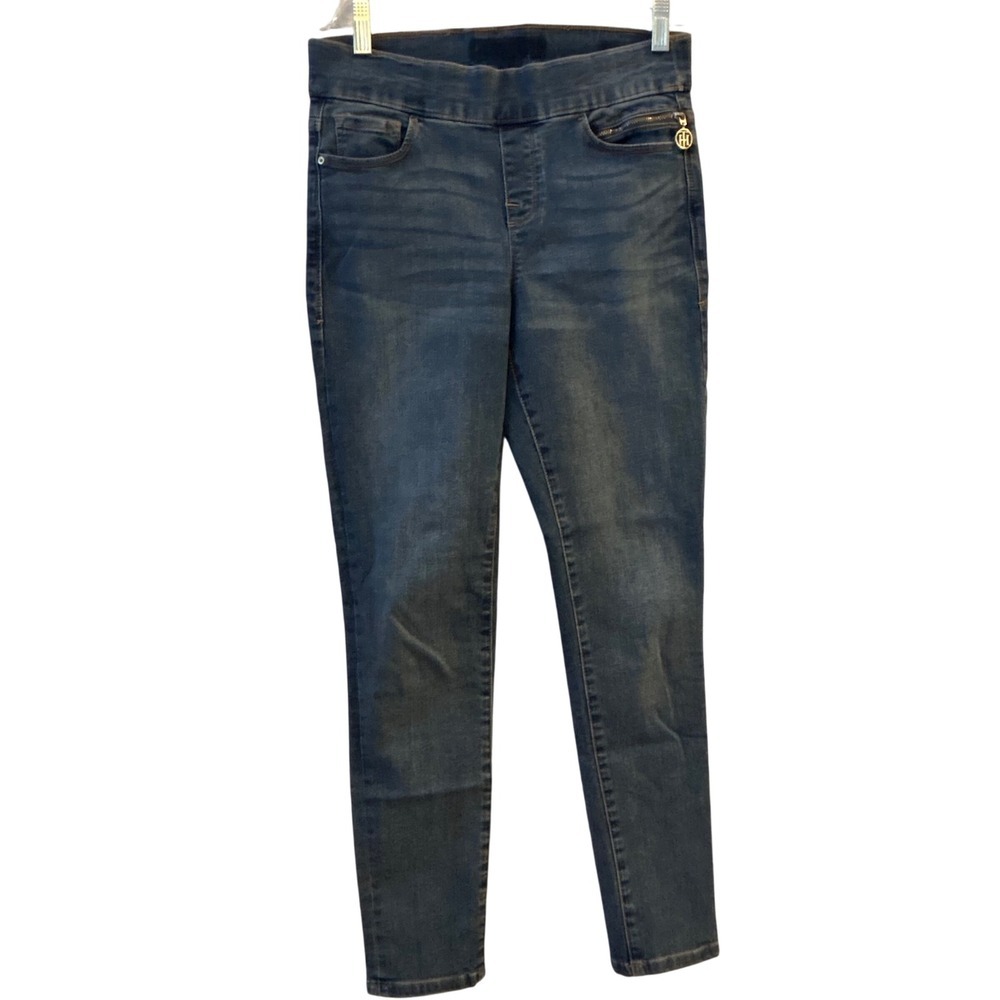 Tommy Hilfiger Blue Denim Stretch Jeggings Jeans Elastic Waist Pockets Logo‎